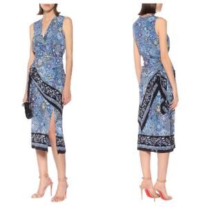 Altuzarra Sade Wrap Effect Draped Printed Silk Crepe Dress In Flax Flower